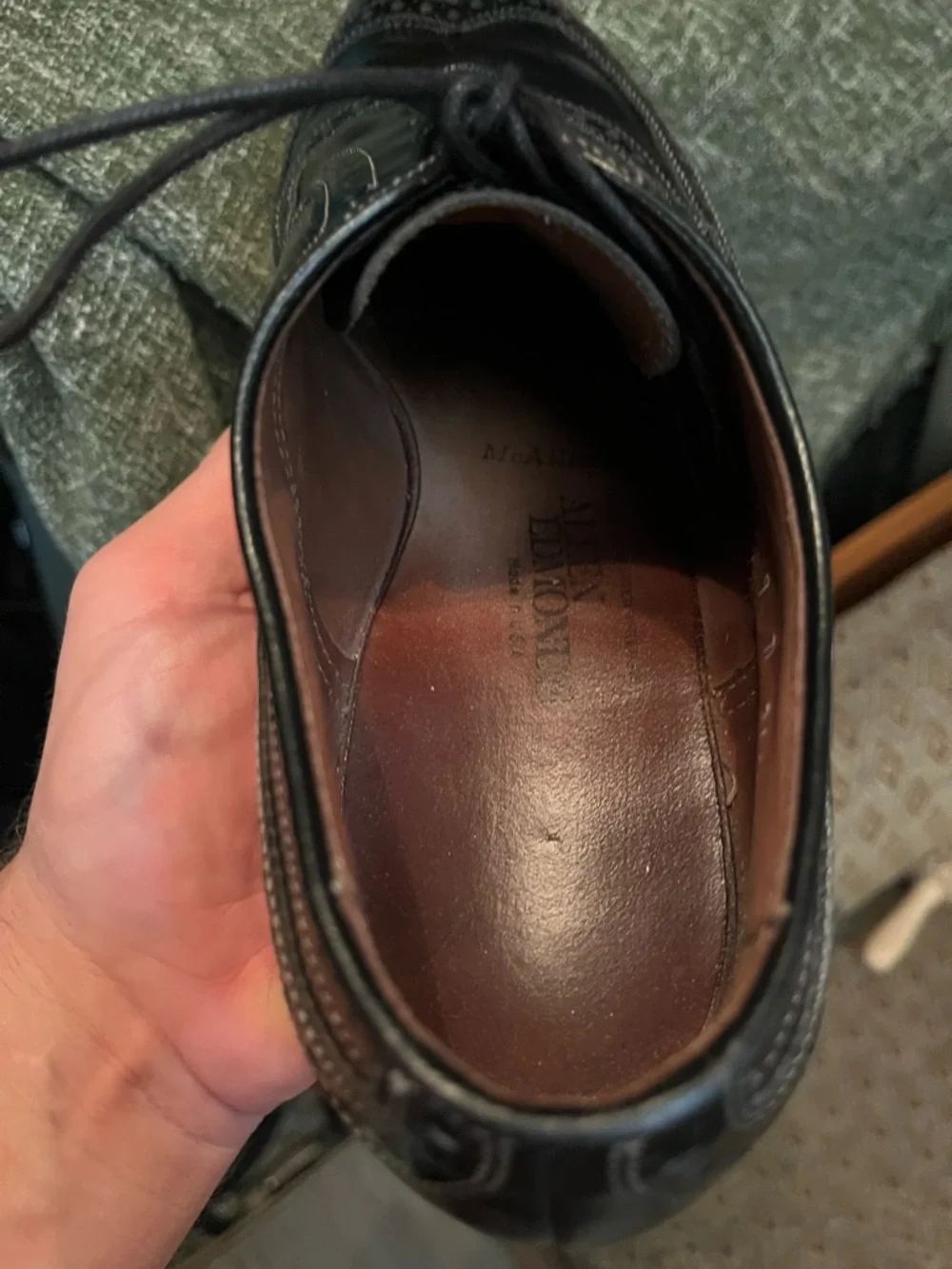 Allen Edmonds McAllister Men’s Black Leather Wingtip Brogue Oxfords Dress 9D
